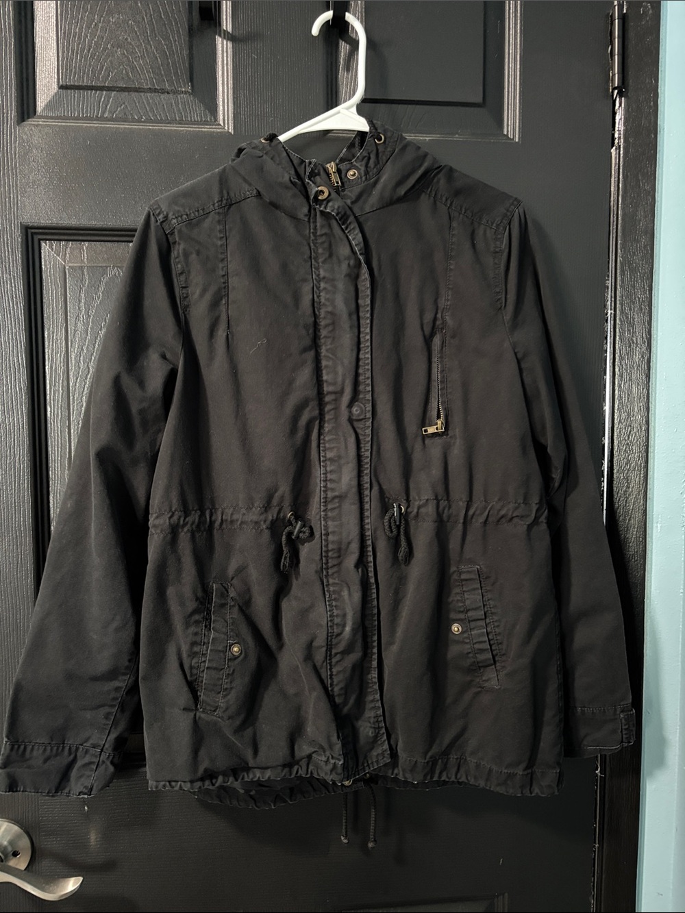 Women's Black Hooded Anorak Jacket